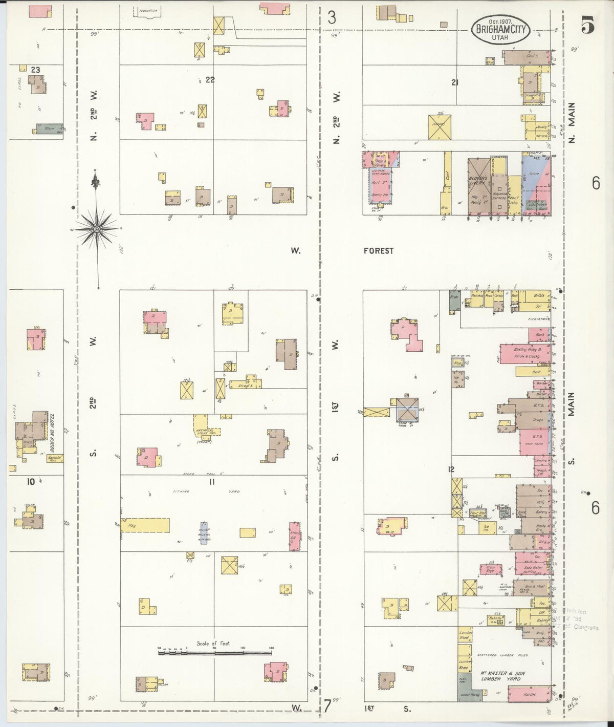 Sanborn Fire Insurance Map from Brigham City, Box Elder County, Utah (1907), Sheet #0005 - Complete Map Set gallery image, historic Sanborn map, vintage wall art, Utah Utah