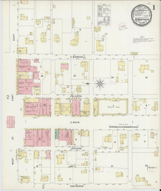 Sanborn Fire Insurance Map from Henderson, Rusk County, Texas (1896), Sheet #0001 - Complete Map Set gallery image, historic Sanborn map, vintage wall art, Texas Texas