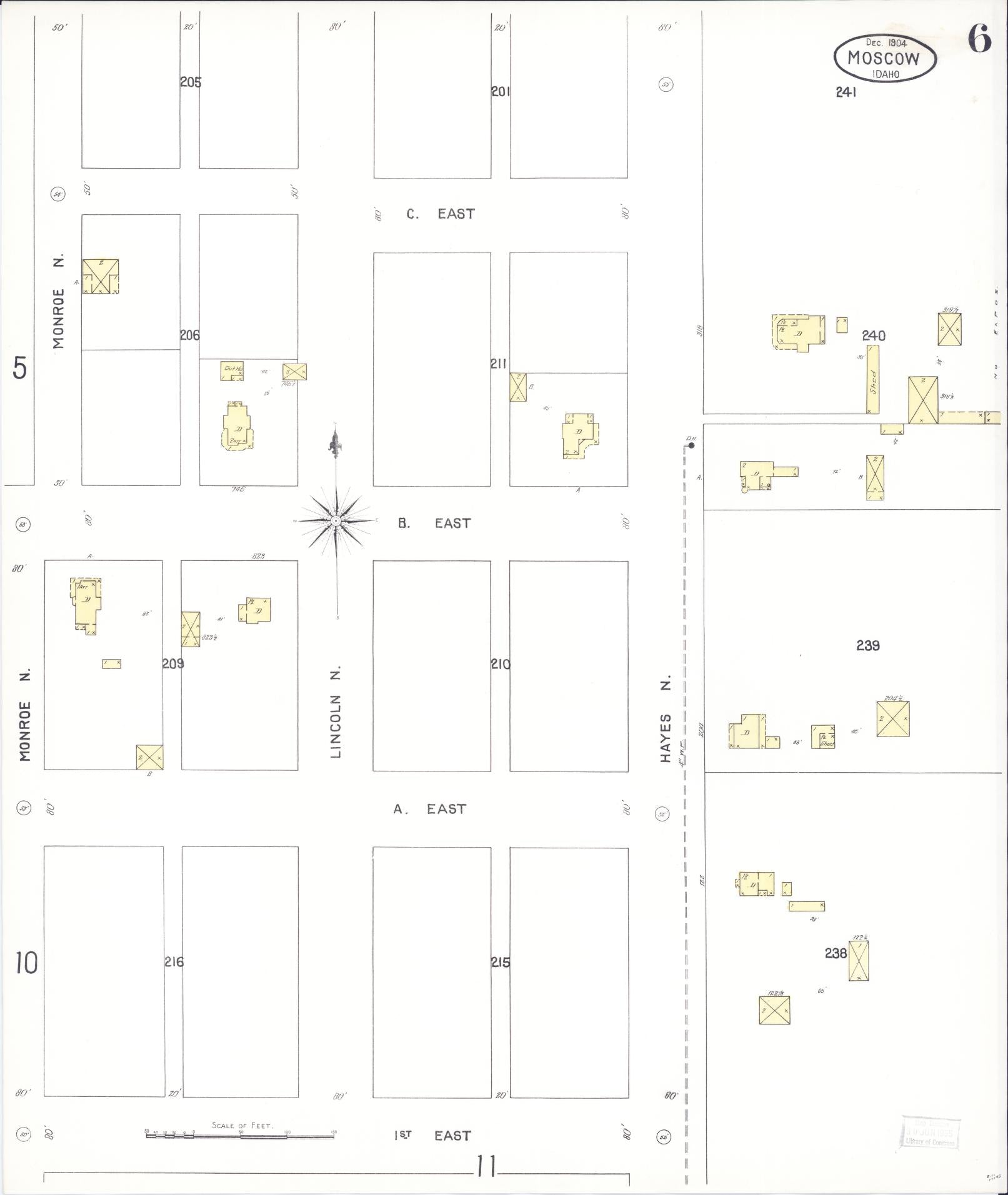 Sanborn Fire Insurance Map from Moscow, Latah County, Idaho (1904), Sheet #0006 - Complete Map Set gallery image, historic Sanborn map, vintage wall art, Idaho Idaho