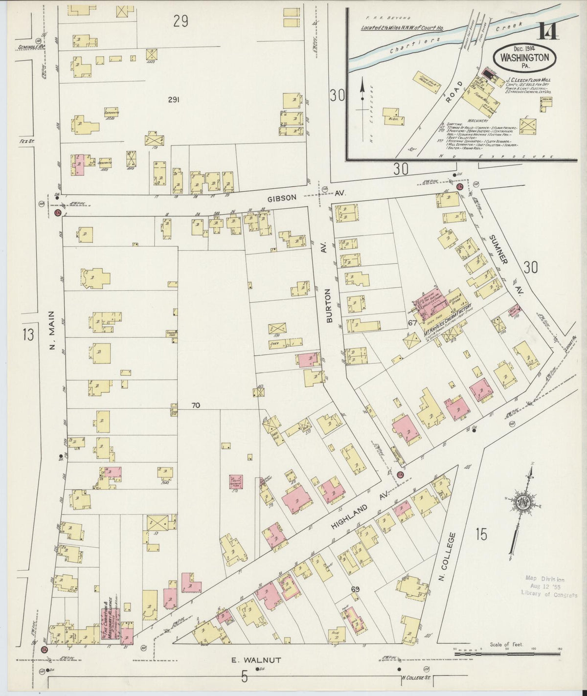 Sanborn Fire Insurance Map from Washington, Washington County, Pennsylvania (1914), Sheet #0014 - Historic Sanborn Fire Insurance Map Print, vintage old map wall art, antique decor, genealogy gift, Pennsylvania Pennsylvania map