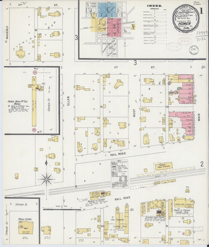 Sanborn Fire Insurance Map from Homer, Champaign County, Illinois (1898), Sheet #0001 - Historic Sanborn Fire Insurance Map Print, vintage old map wall art, antique decor, genealogy gift, Illinois Illinois map