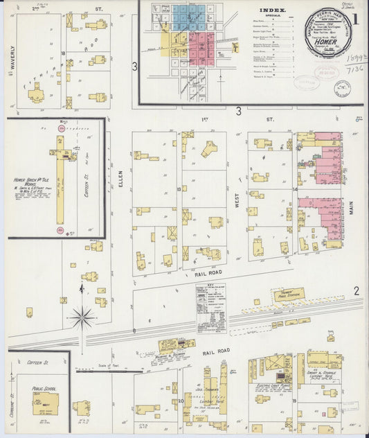 Sanborn Fire Insurance Map from Homer, Champaign County, Illinois (1898), Sheet #0001 - Historic Sanborn Fire Insurance Map Print, vintage old map wall art, antique decor, genealogy gift, Illinois Illinois map