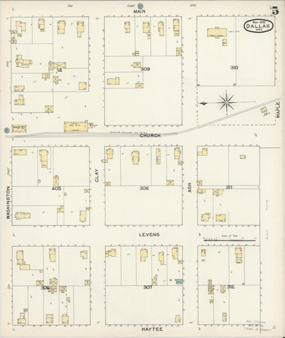 Sanborn Fire Insurance Map from Dallas, Polk County, Oregon (1892), Sheet #0005 - Complete Map Set gallery image, historic Sanborn map, vintage wall art, Oregon Oregon