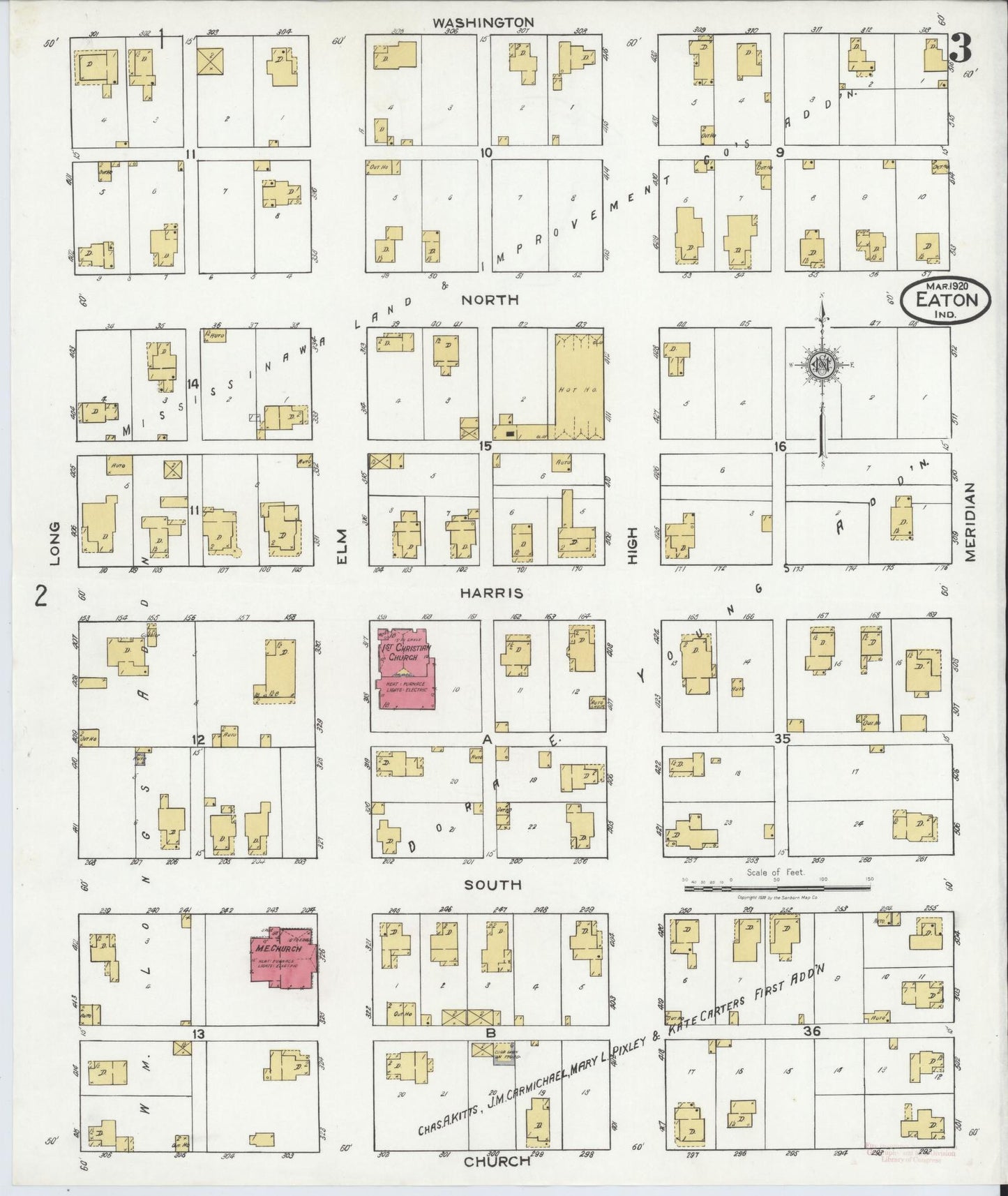 Sanborn Fire Insurance Map from Eaton, Delaware County, Indiana (1920), Sheet #0003 - Complete Map Set gallery image, historic Sanborn map, vintage wall art, Indiana Indiana
