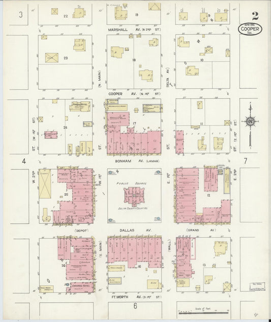 Sanborn Fire Insurance Map from Cooper, Delta County, Texas (1914), Sheet #0002 - Historic Sanborn Fire Insurance Map Print, vintage old map wall art, antique decor, genealogy gift, Texas Texas map