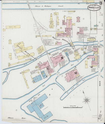 Sanborn Fire Insurance Map from Marseilles, La Salle County, Illinois (1889), Sheet #0003 - Historic Sanborn Fire Insurance Map Print, vintage old map wall art, antique decor, genealogy gift, Illinois Illinois map