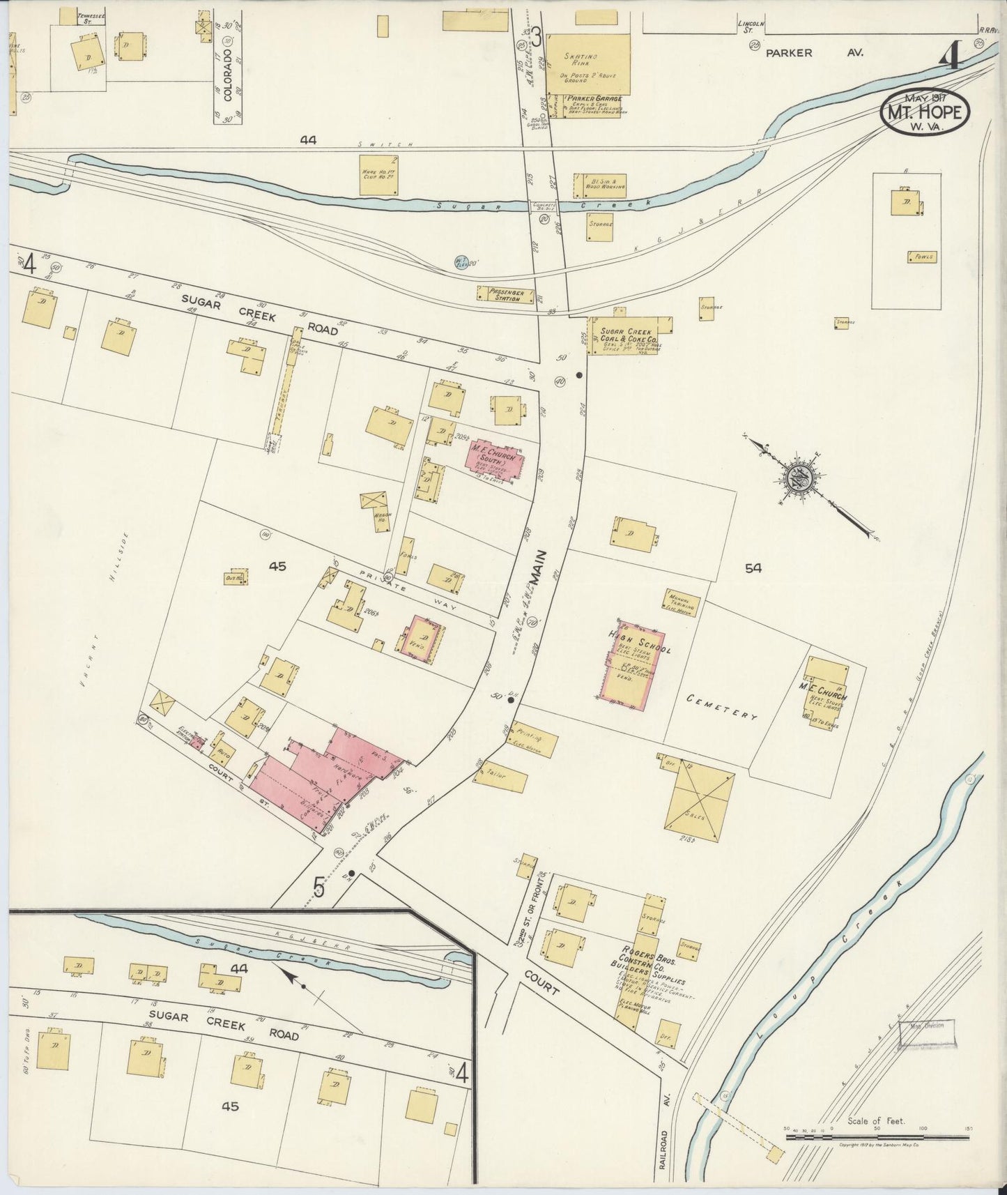 Sanborn Fire Insurance Map from Mount Hope, Fayette County, West Virginia (1917), Sheet #0004 - Complete Map Set gallery image, historic Sanborn map, vintage wall art, West Virginia West Virginia