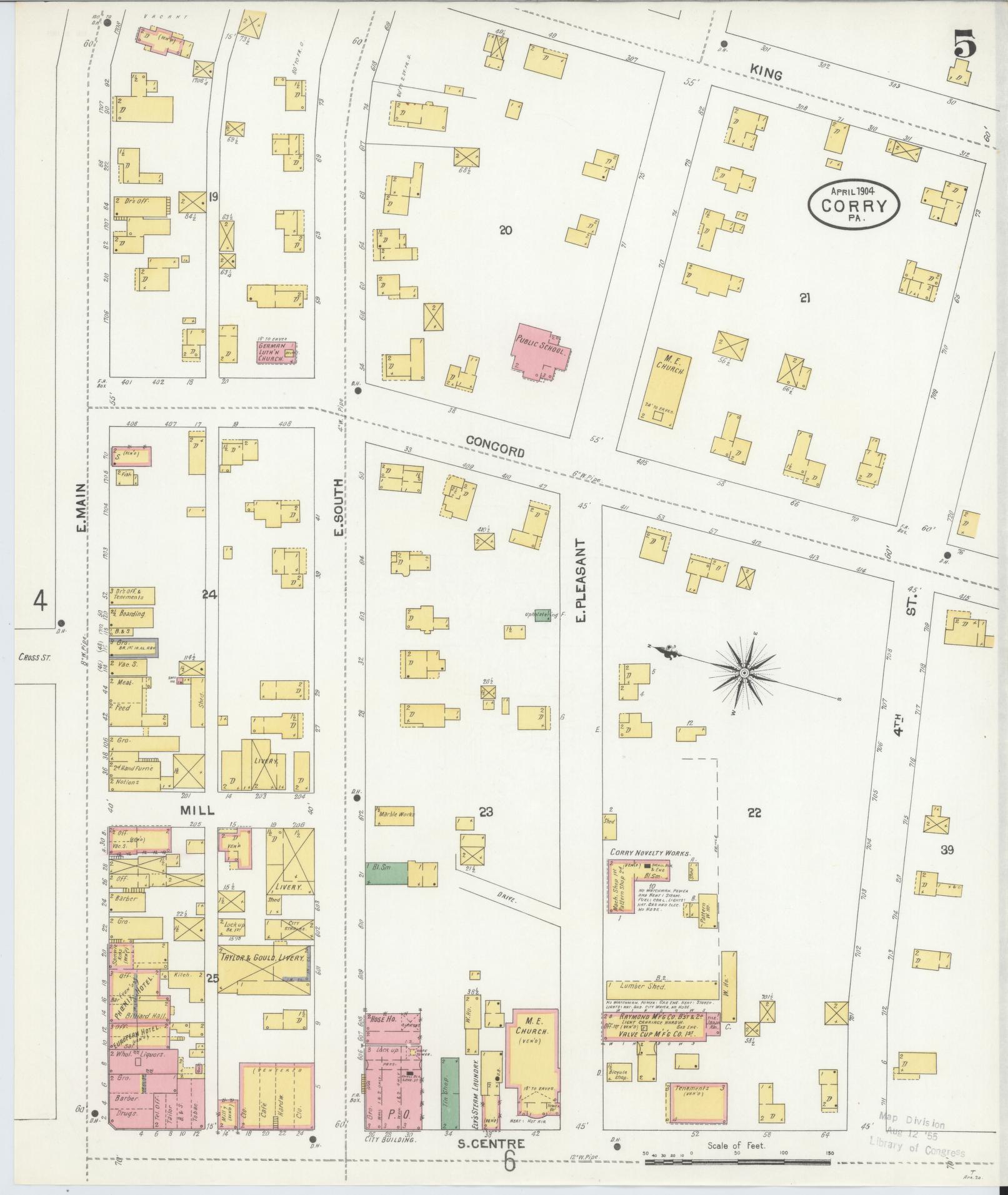 Sanborn Fire Insurance Map from Corry, Erie County, Pennsylvania (1904), Sheet #0005 - Historic Sanborn Fire Insurance Map Print, vintage old map wall art, antique decor, genealogy gift, Pennsylvania Pennsylvania map