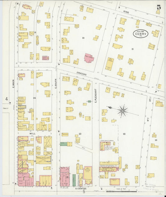 Sanborn Fire Insurance Map from Corry, Erie County, Pennsylvania (1904), Sheet #0005 - Historic Sanborn Fire Insurance Map Print, vintage old map wall art, antique decor, genealogy gift, Pennsylvania Pennsylvania map