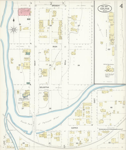 Sanborn Fire Insurance Map from Colfax, Whitman County, Washington (1899), Sheet #0004 - Historic Sanborn Fire Insurance Map Print, vintage old map wall art, antique decor, genealogy gift, Washington Washington map