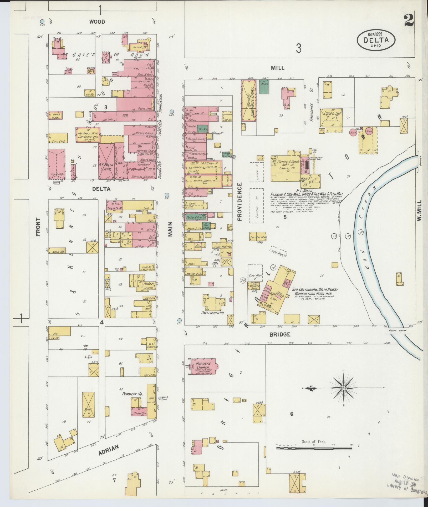 Sanborn Fire Insurance Map from Delta, Fulton County, Ohio (1899), Sheet #0002 - Historic Sanborn Fire Insurance Map Print, vintage old map wall art, antique decor, genealogy gift, Ohio Ohio map