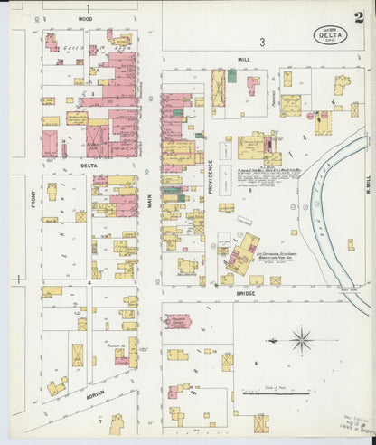 Sanborn Fire Insurance Map from Delta, Fulton County, Ohio (1899), Sheet #0002 - Historic Sanborn Fire Insurance Map Print, vintage old map wall art, antique decor, genealogy gift, Ohio Ohio map