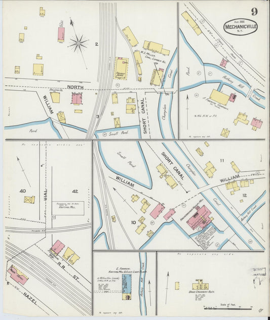 Sanborn Fire Insurance Map from Mechanicville, Saratoga County, New York (1892), Sheet #0009 - Historic Sanborn Fire Insurance Map Print, vintage old map wall art, antique decor, genealogy gift, New York New York map