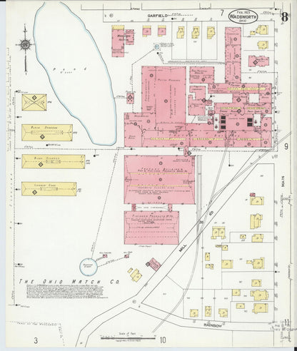 Sanborn Fire Insurance Map from Wadsworth, Medina County, Ohio (1923), Sheet #0008 - Historic Sanborn Fire Insurance Map Print, vintage old map wall art, antique decor, genealogy gift, Ohio Ohio map