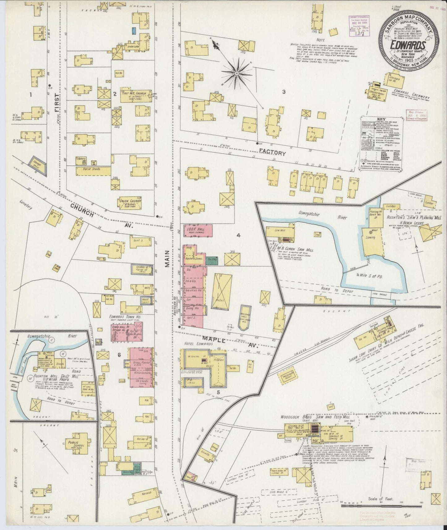 Sanborn Fire Insurance Map from Edwards, Saint Lawrence County, New York. (1905) – Historic Sanborn Fire Insurance Map Print