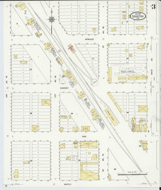 Sanborn Fire Insurance Map from Sisseton, Roberts County, South Dakota (1910), Sheet #0003 - Historic Sanborn Fire Insurance Map Print, vintage old map wall art, antique decor, genealogy gift, South Dakota South Dakota map
