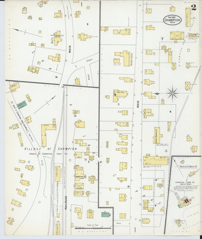 Sanborn Fire Insurance Map from Champion, Marquette County, Michigan (1902), Sheet #0002 - Historic Sanborn Fire Insurance Map Print, vintage old map wall art, antique decor, genealogy gift, Michigan Michigan map