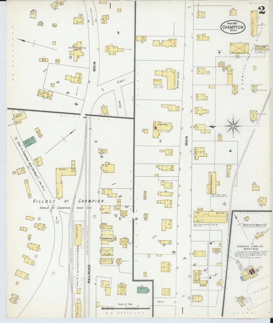 Sanborn Fire Insurance Map from Champion, Marquette County, Michigan (1902), Sheet #0002 - Historic Sanborn Fire Insurance Map Print, vintage old map wall art, antique decor, genealogy gift, Michigan Michigan map