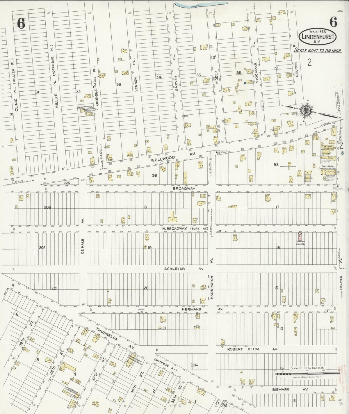 Sanborn Fire Insurance Map from Lindenhurst, Suffolk County, New York (1925), Sheet #0006 - Complete Map Set gallery image, historic Sanborn map, vintage wall art, New York New York
