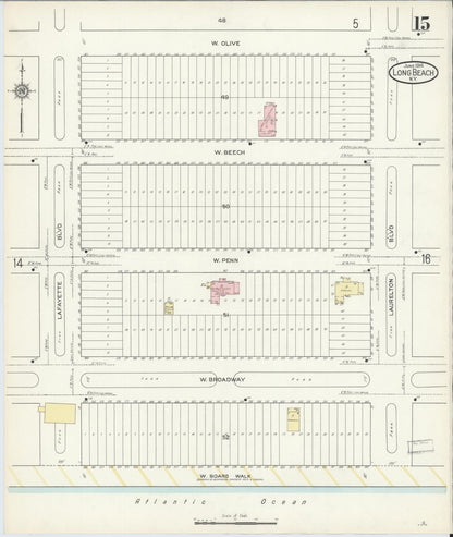 Sanborn Fire Insurance Map from Long Beach, Nassau County, New York (1914), Sheet #0015 - Complete Map Set gallery image, historic Sanborn map, vintage wall art, New York New York