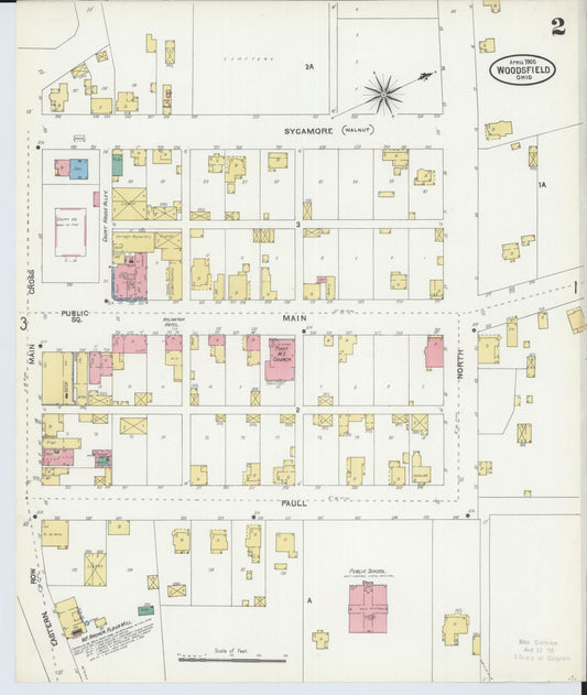 Sanborn Fire Insurance Map from Woodsfield, Monroe County, Ohio (1905), Sheet #0002 - Historic Sanborn Fire Insurance Map Print, vintage old map wall art, antique decor, genealogy gift, Ohio Ohio map