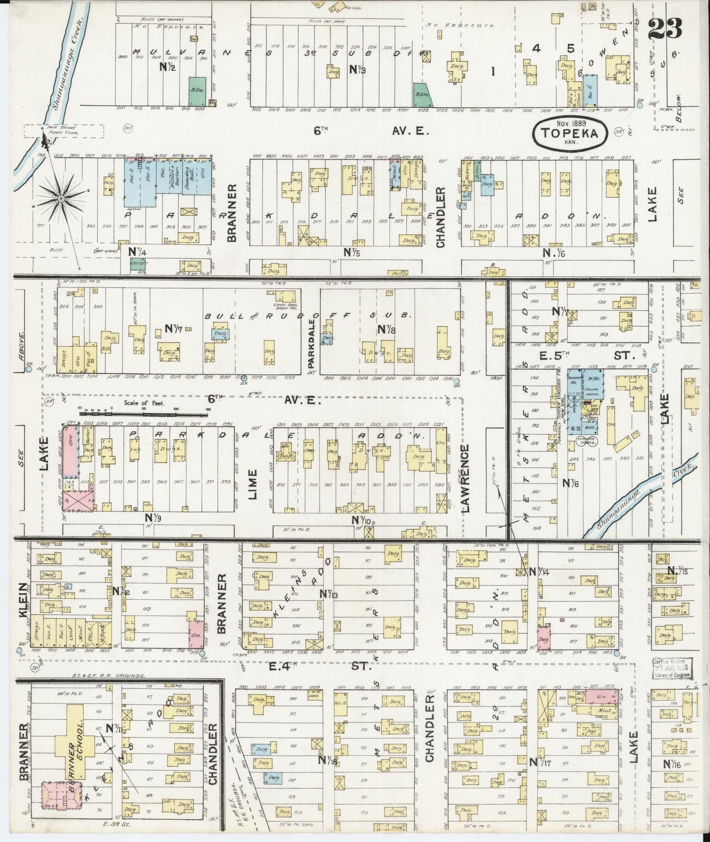 Sanborn Fire Insurance Map from Topeka, Shawnee County, Kansas (1889), Sheet #0024 - Complete Map Set gallery image, historic Sanborn map, vintage wall art, Kansas Kansas