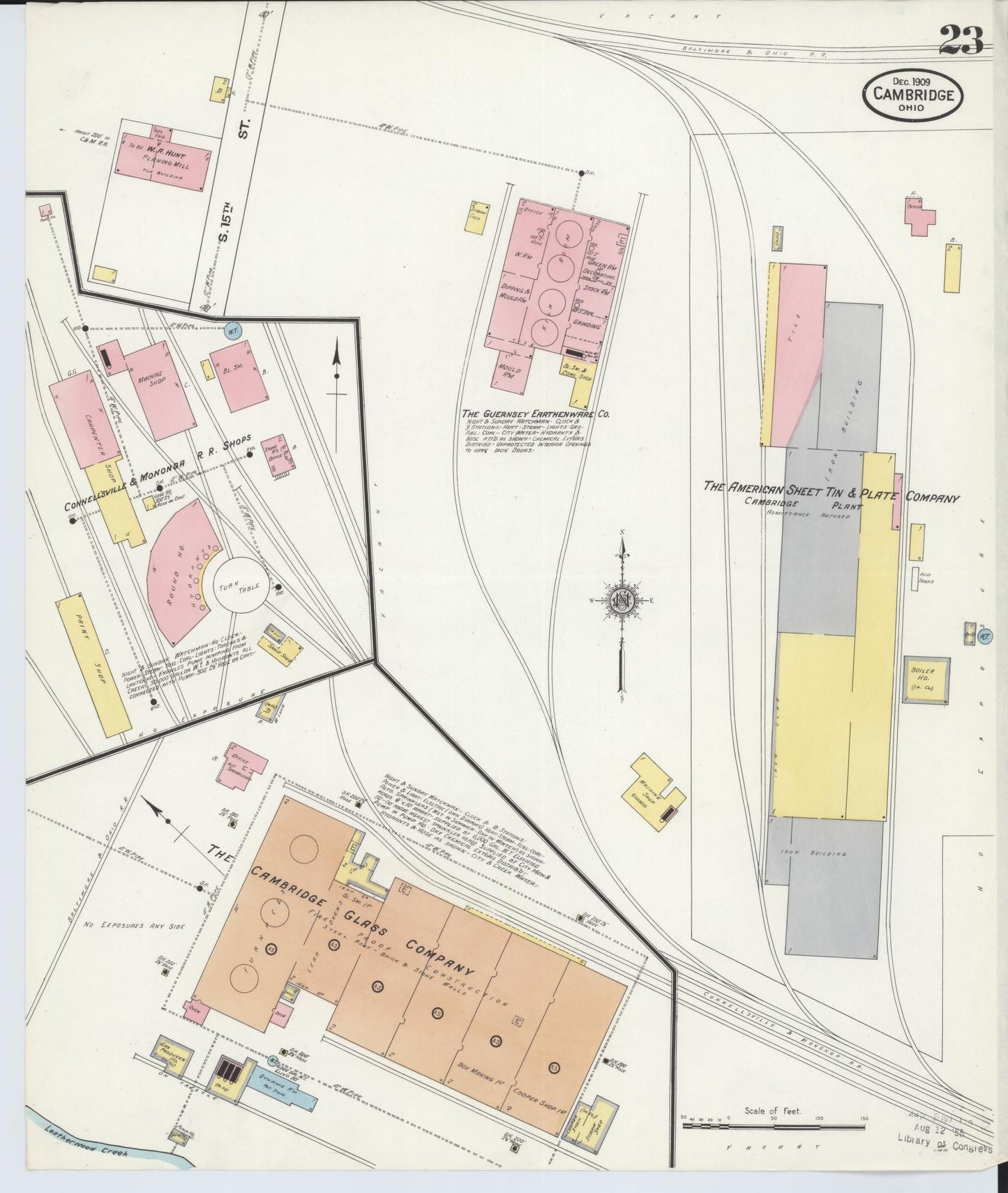 Sanborn Fire Insurance Map from Cambridge, Guernsey County, Ohio (1909), Sheet #0023 - Historic Sanborn Fire Insurance Map Print, vintage old map wall art, antique decor, genealogy gift, Ohio Ohio map