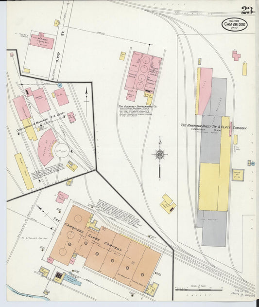Sanborn Fire Insurance Map from Cambridge, Guernsey County, Ohio (1909), Sheet #0023 - Historic Sanborn Fire Insurance Map Print, vintage old map wall art, antique decor, genealogy gift, Ohio Ohio map