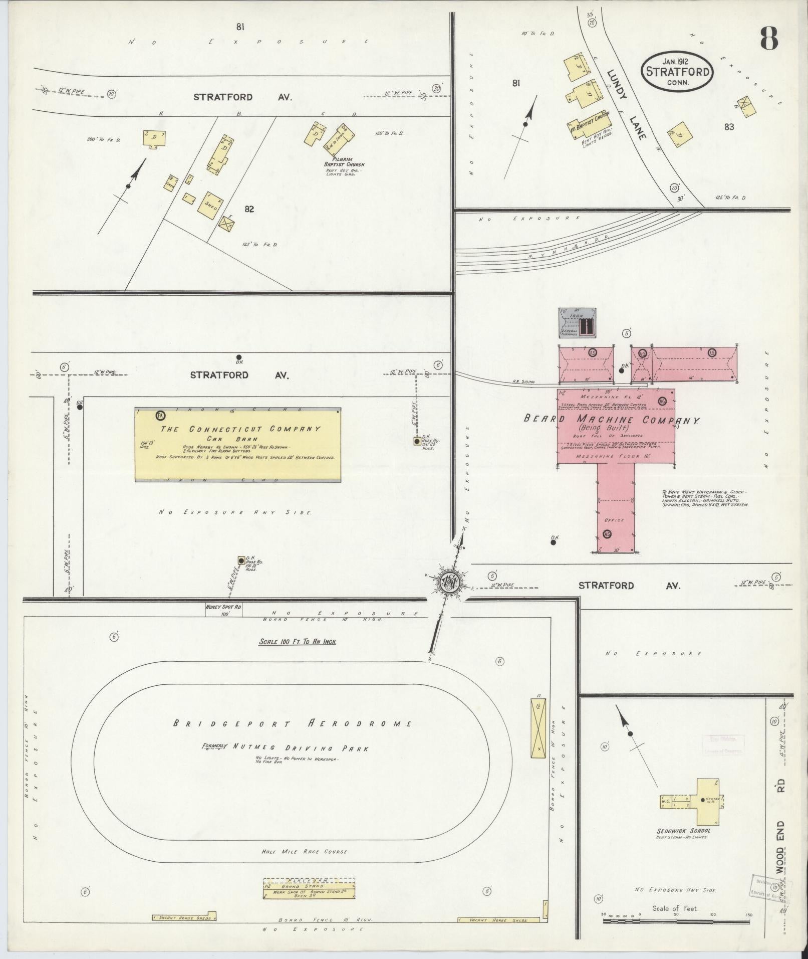 Sanborn Fire Insurance Map from Stratford, Fairfield County, Connecticut (1912), Sheet #0008 - Complete Map Set gallery image, historic Sanborn map, vintage wall art, Connecticut Connecticut