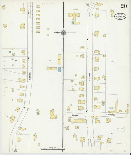 Sanborn Fire Insurance Map from Albion, Orleans County, New York (1911), Sheet #0020 - Historic Sanborn Fire Insurance Map Print, vintage old map wall art, antique decor, genealogy gift, New York New York map