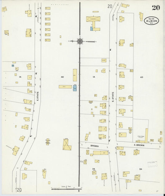 Sanborn Fire Insurance Map from Albion, Orleans County, New York (1911), Sheet #0020 - Historic Sanborn Fire Insurance Map Print, vintage old map wall art, antique decor, genealogy gift, New York New York map