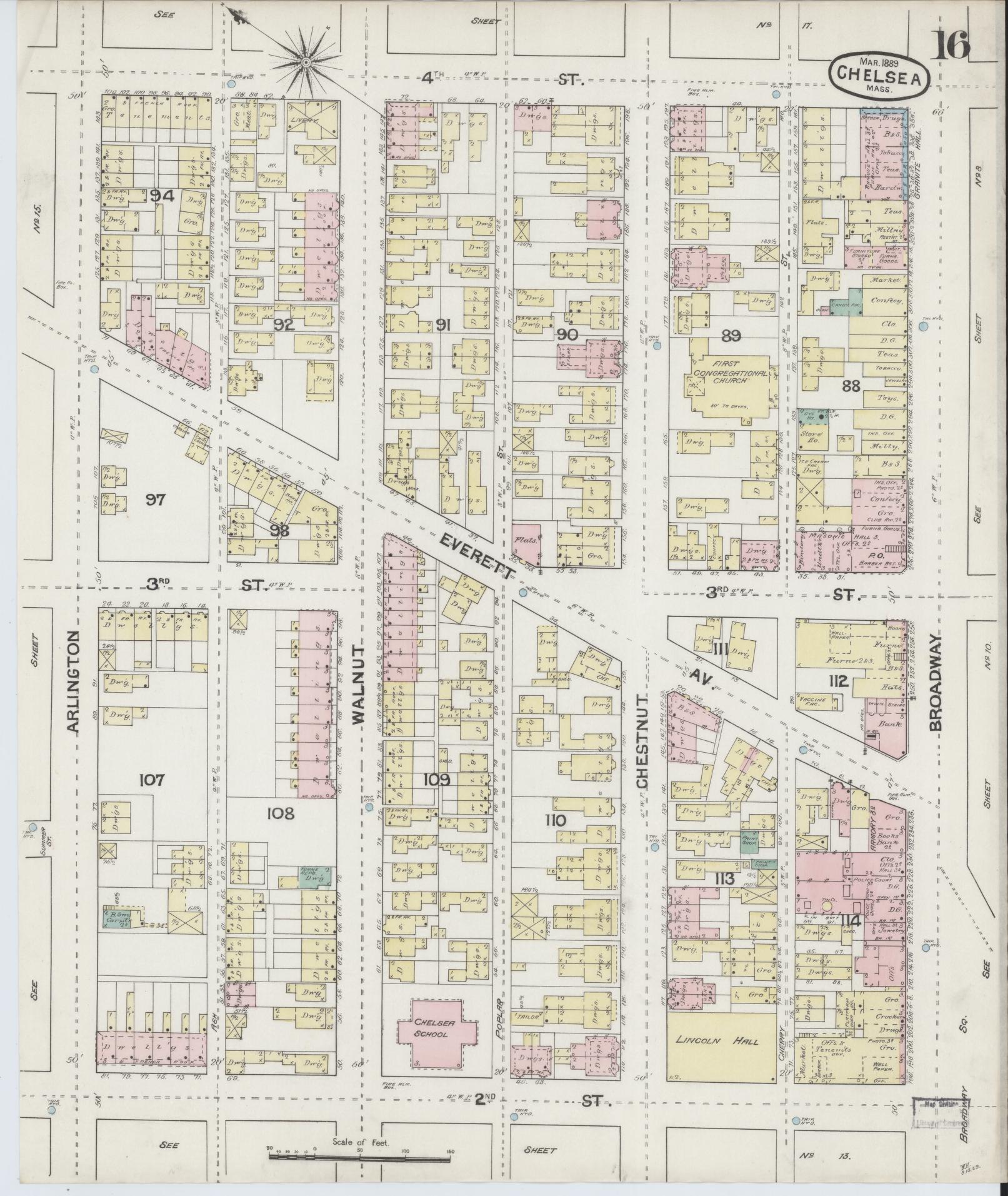 Sanborn Fire Insurance Map from Chelsea, Suffolk County, Massachusetts (1889), Sheet #0016 - Historic Sanborn Fire Insurance Map Print, vintage old map wall art, antique decor, genealogy gift, Massachusetts Massachusetts map