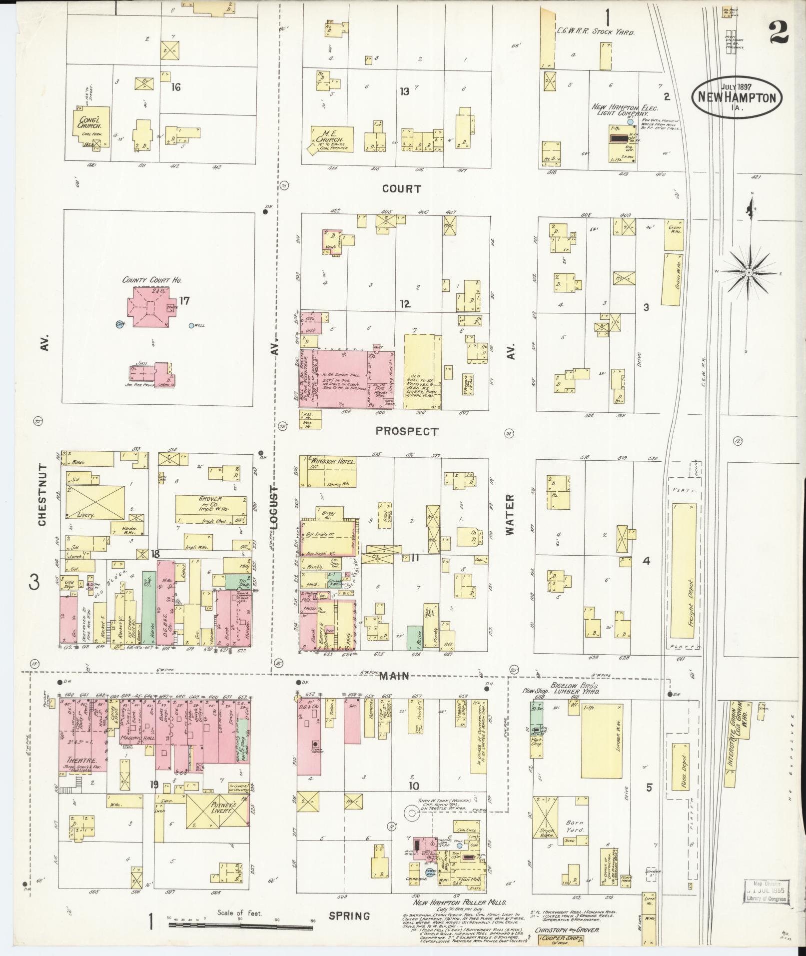 Sanborn Fire Insurance Map from New Hampton, Chickasaw County, Iowa (1897), Sheet #0002 - Historic Sanborn Fire Insurance Map Print