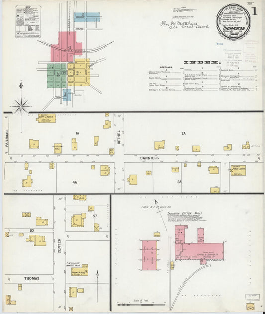Sanborn Fire Insurance Map from Thomaston, Upson County, Georgia (1900), Sheet #0001 - Complete Map Set gallery image, historic Sanborn map, vintage wall art, Georgia Georgia