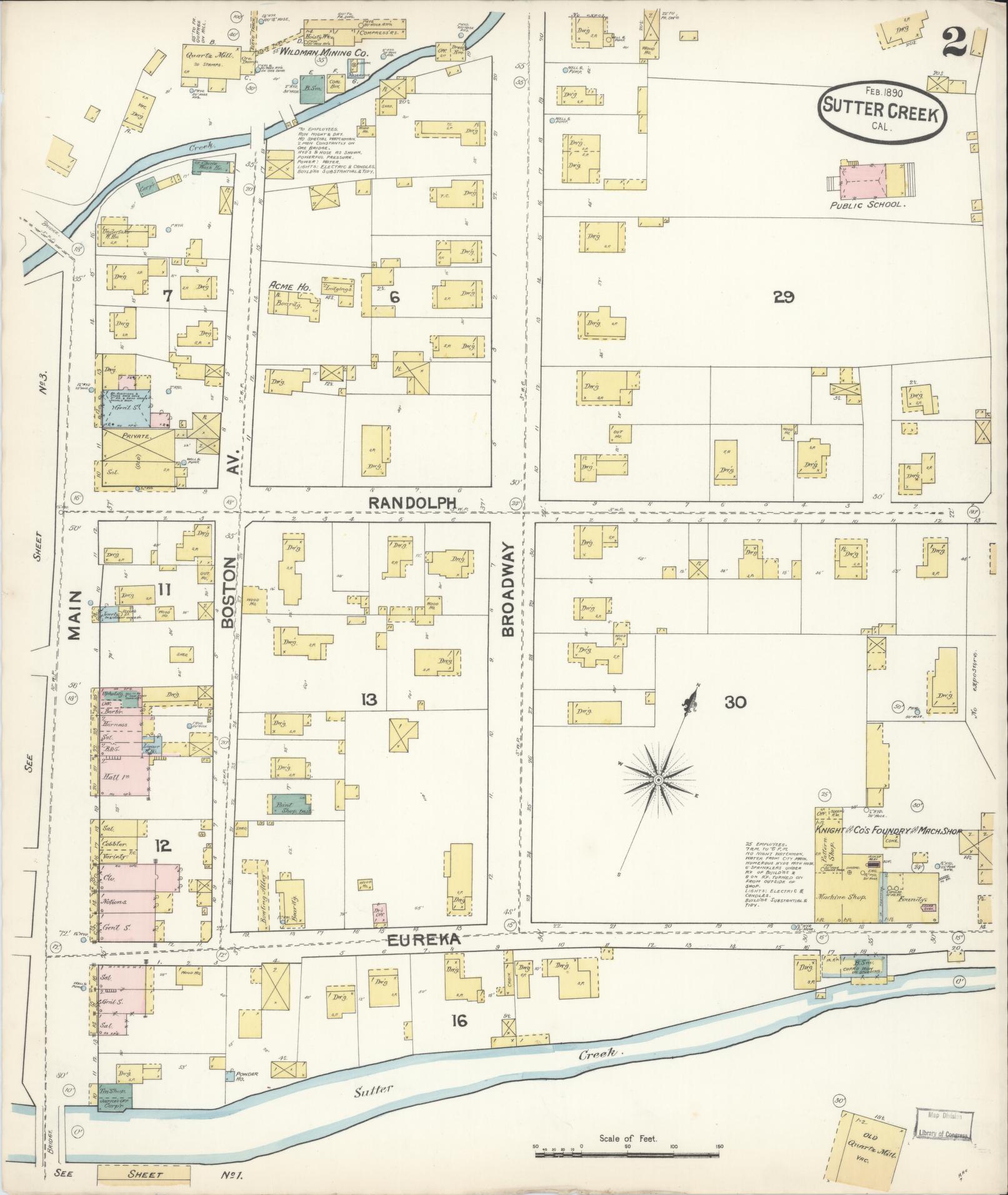 Sanborn Fire Insurance Map from Sutter Creek, Amador County, California (1890), Sheet #0002 - Complete Map Set gallery image, historic Sanborn map, vintage wall art, California California