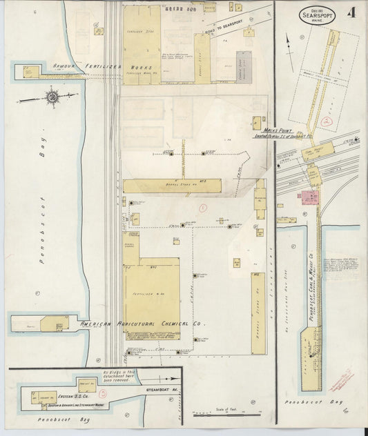 Sanborn Fire Insurance Map from Searsport, Waldo County, Maine (1933), Sheet #0004 - Historic Sanborn Fire Insurance Map Print, vintage old map wall art, antique decor, genealogy gift, Maine Maine map