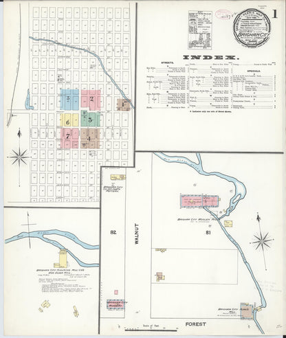 Sanborn Fire Insurance Map from Brigham City, Box Elder County, Utah (1890), Sheet #0001 - Complete Map Set gallery image, historic Sanborn map, vintage wall art, Utah Utah
