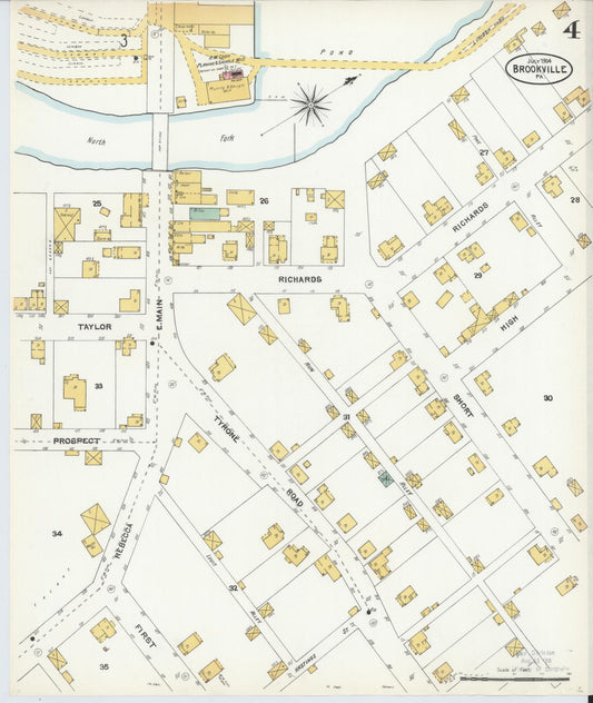 Sanborn Fire Insurance Map from Brookville, Jefferson County, Pennsylvania (1904), Sheet #0004 - Historic Sanborn Fire Insurance Map Print, vintage old map wall art, antique decor, genealogy gift, Pennsylvania Pennsylvania map