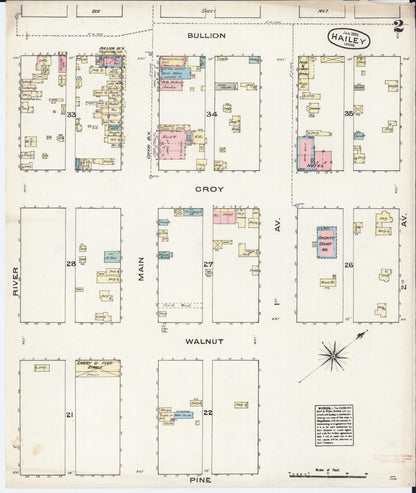 Sanborn Fire Insurance Map from Hailey, Blaine County, Idaho (1885), Sheet #0002 - Complete Map Set gallery image, historic Sanborn map, vintage wall art, Idaho Idaho