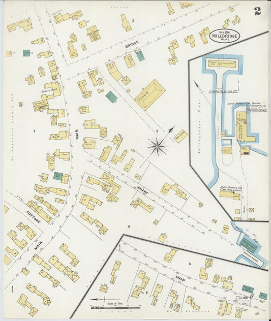 Sanborn Fire Insurance Map from Millbridge, Washington County, Maine (1906), Sheet #0002 - Historic Sanborn Fire Insurance Map Print, vintage old map wall art, antique decor, genealogy gift, Maine Maine map