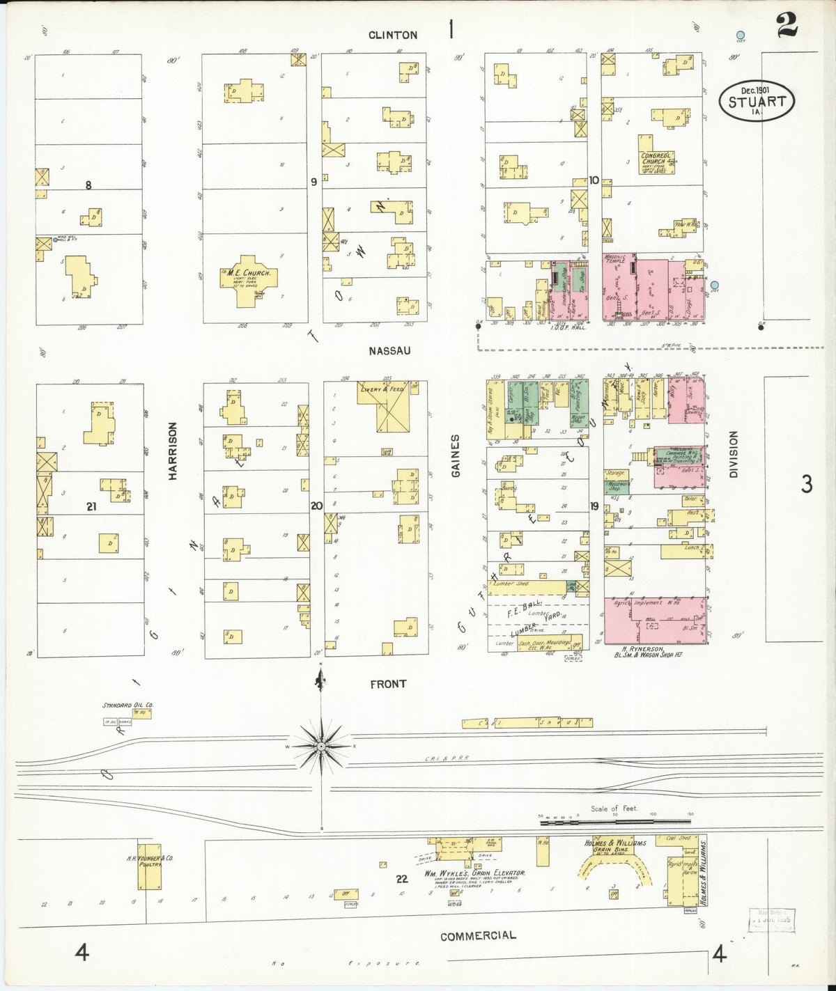 Sanborn Fire Insurance Map from Stuart, Guthrie and Adair Counties, Iowa (1901), Sheet #0002 - Historic Sanborn Fire Insurance Map Print, vintage old map wall art