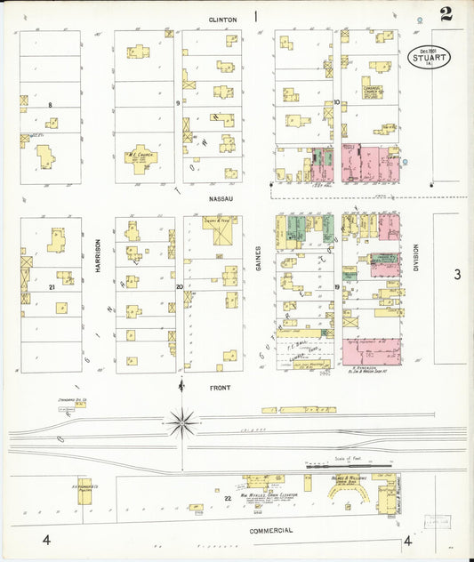 Sanborn Fire Insurance Map from Stuart, Guthrie and Adair Counties, Iowa (1901), Sheet #0002 - Historic Sanborn Fire Insurance Map Print, vintage old map wall art