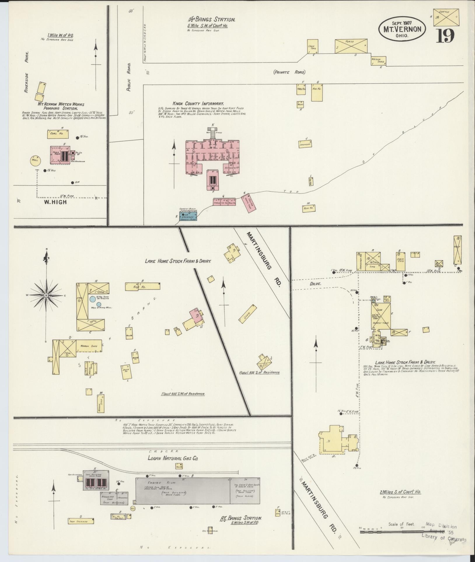 Sanborn Fire Insurance Map from Mount Vernon, Knox County, Ohio (1907), Sheet #0019 - Complete Map Set gallery image, historic Sanborn map, vintage wall art, Ohio Ohio