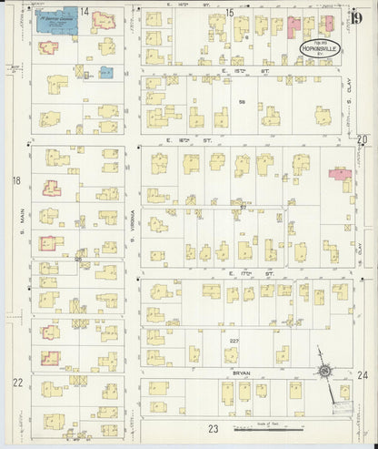 Sanborn Fire Insurance Map from Hopkinsville, Christian County, Kentucky (1913), Sheet #0019 - Complete Map Set gallery image, historic Sanborn map, vintage wall art, Kentucky Kentucky