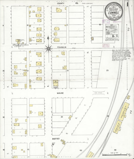 Sanborn Fire Insurance Map from Connell, Franklin County, Washington (1909), Sheet #0001 - Historic Sanborn Fire Insurance Map Print, vintage old map wall art, antique decor, genealogy gift, Washington Washington map