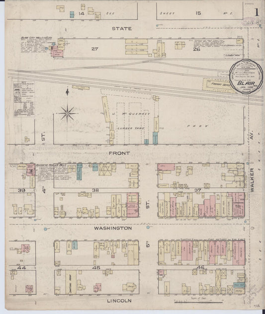 Sanborn Fire Insurance Map from Blair, Washington County, Nebraska. (1886) – Historic Sanborn Fire Insurance Map Print