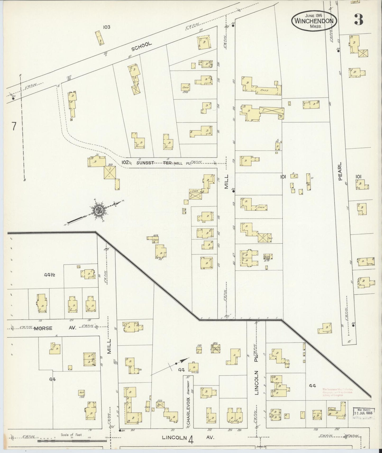 Sanborn Fire Insurance Map from Winchendon, Worcester County, Massachusetts (1914), Sheet #0003 - Complete Map Set gallery image, historic Sanborn map, vintage wall art, Massachusetts Massachusetts