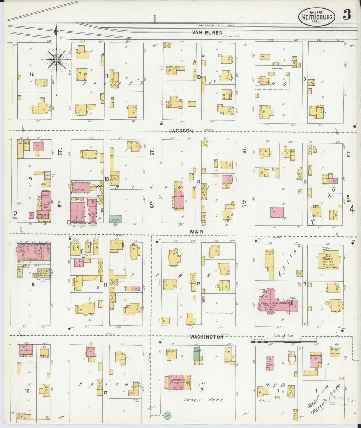 Sanborn Fire Insurance Map from Keithsburg, Mercer County, Illinois (1900), Sheet #0003 - Complete Map Set gallery image, historic Sanborn map, vintage wall art, Illinois Illinois