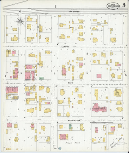 Sanborn Fire Insurance Map from Keithsburg, Mercer County, Illinois (1900), Sheet #0003 - Complete Map Set gallery image, historic Sanborn map, vintage wall art, Illinois Illinois