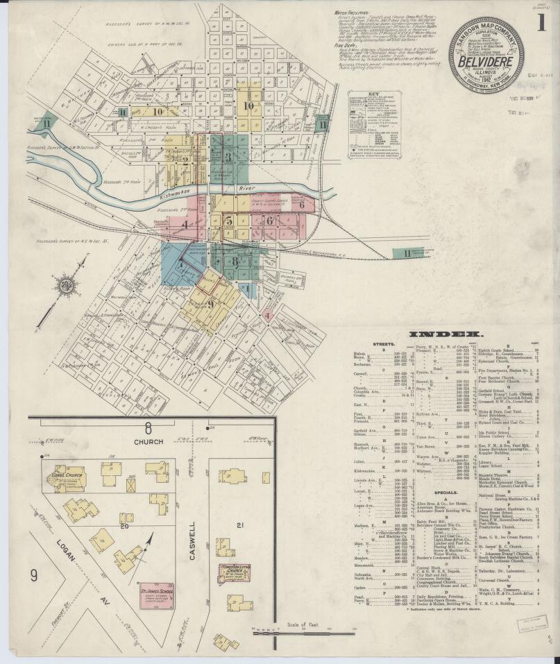 Sanborn Fire Insurance Map from Belvidere, Boone County, Illinois. (1912) – Map View